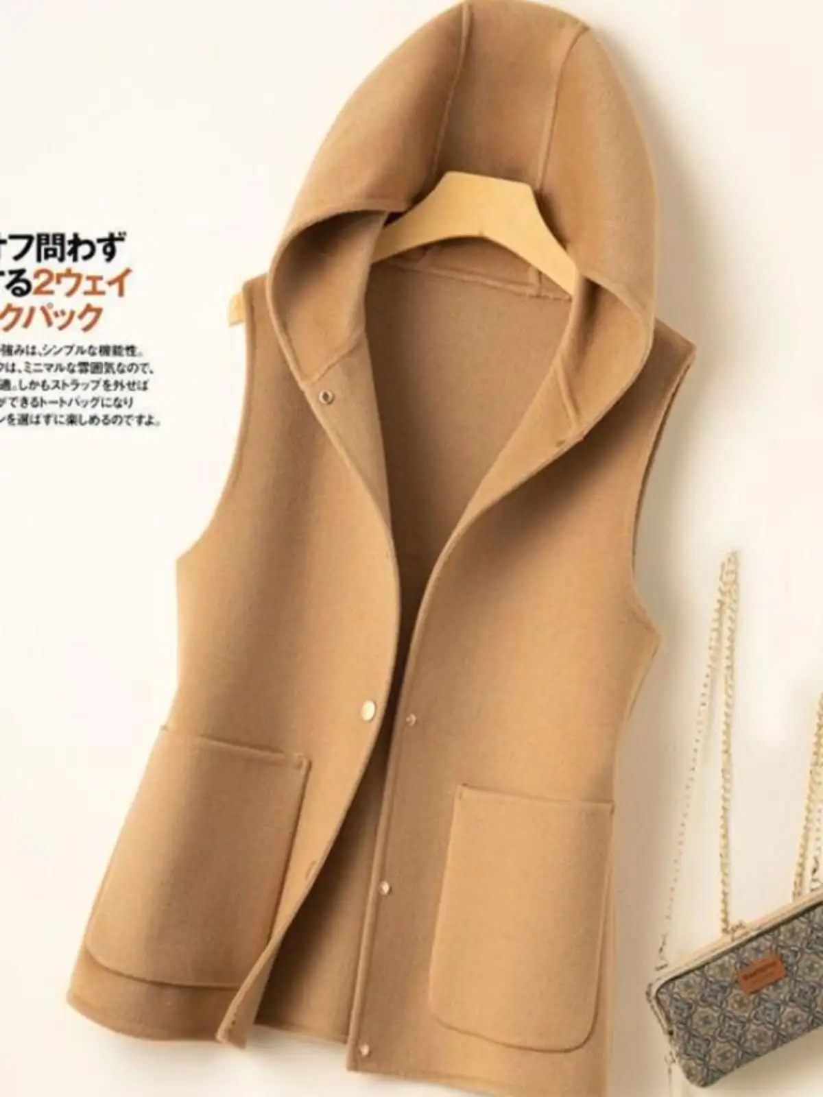 한국 스타일 캐주얼 후드 조끼 신상 가을 겨울 나이 감소 다용도 얇은 울 아우터웨어