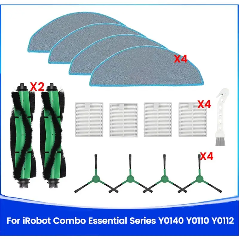 

Комплект аксессуаров ABLK для роботов-пылесосов Irobot Combo Essential Series Y0140, Y0110, Y0112: основная и боковые щетки, фильтры, насадки для влажной уборки