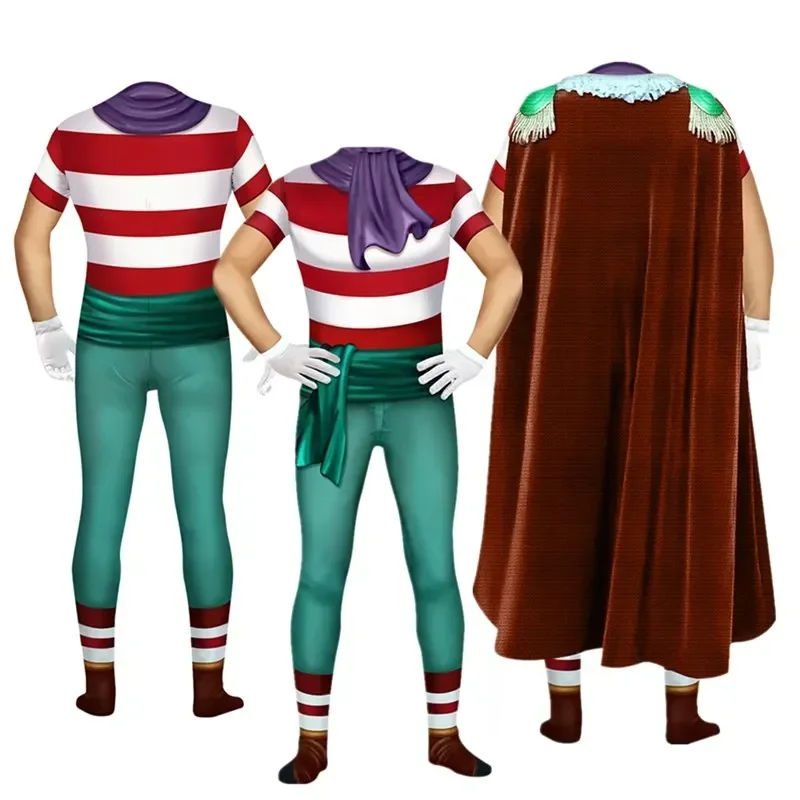 Disfraz de buggy de Anime para hombre adulto, mono de payaso de fantasía, trajes con capa, traje de fiesta de Carnaval y Halloween