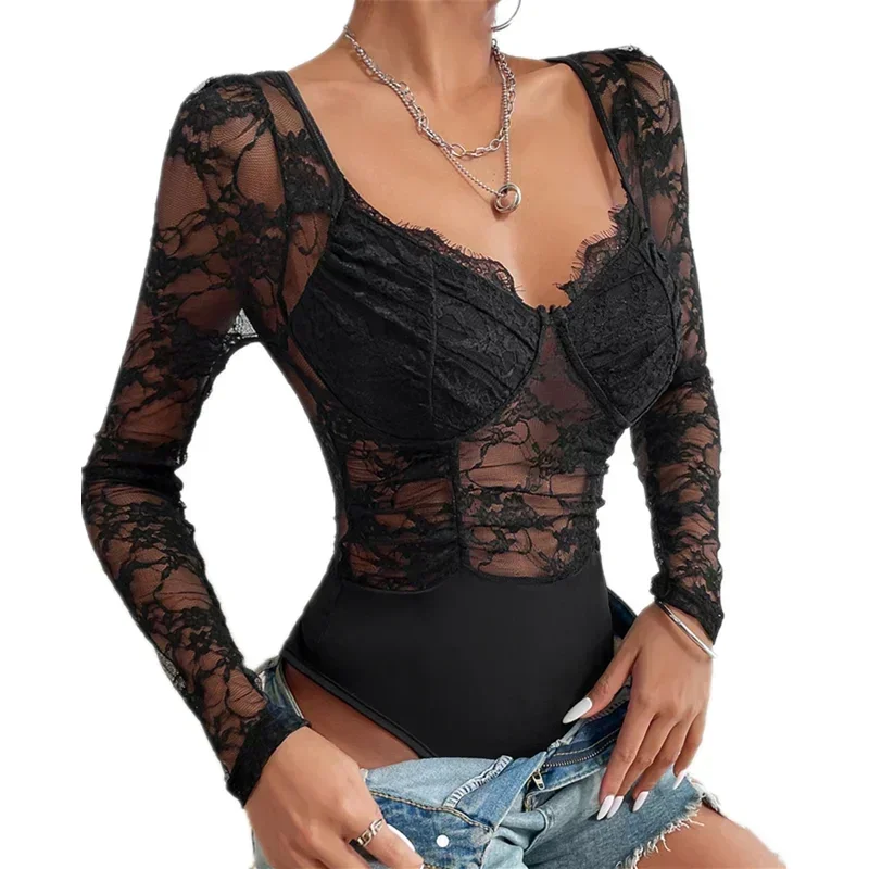 Summer Lace Playsuit Women Romper Ropa Mujer Bottom Thin Sexy Jumpsuit Woman Clothes Overalls Macacao Feminino Club Body Suit