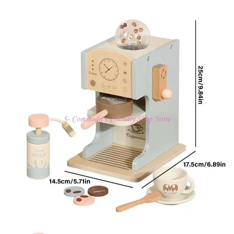 85AE – ensemble cafetière en bois, jouet pour enfants, jeu simulation, accessoires cuisine, Machine à expresso, cadeaux