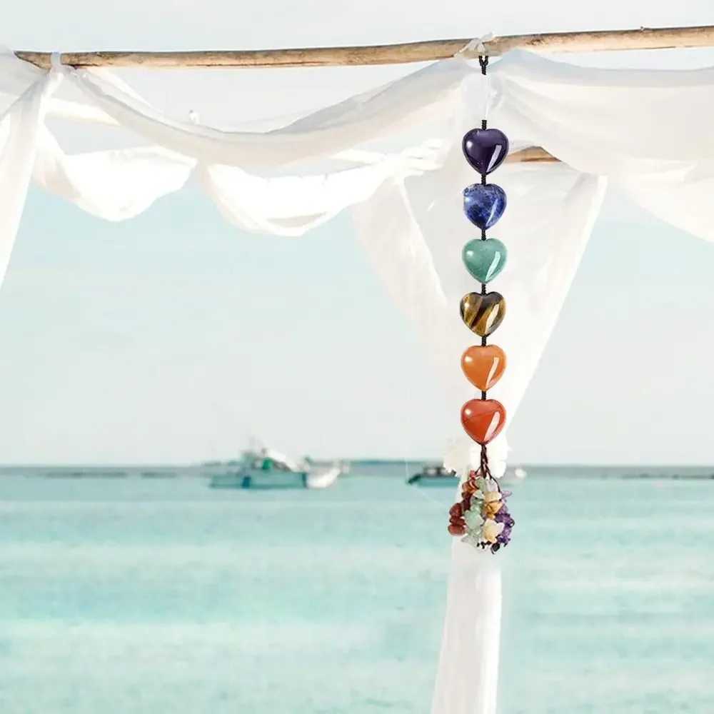 

Украшения из натурального камня ручной работы, 7 чакр, хрустальный подвесной орнамент, очаровательный загадочный автомобильный подвесной кулон