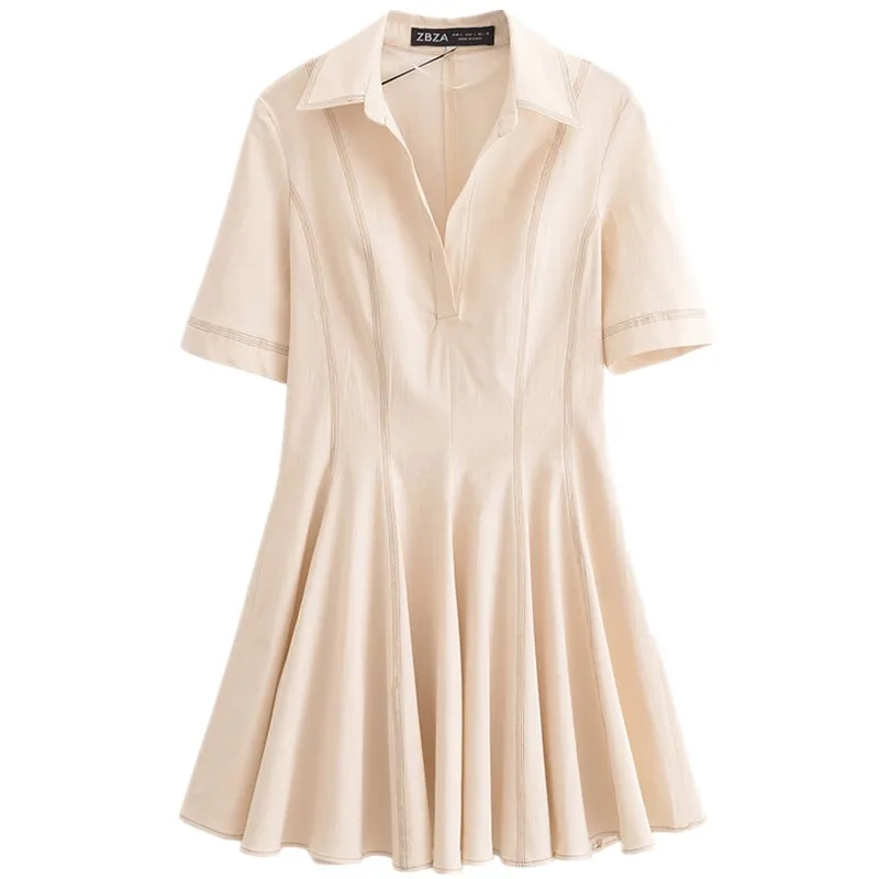 กระโปรงคอปกอเนกประสงค์สำหรับผู้หญิง ฤดูใบไม้ร่วง 2024 สไตล์ลำลอง แฟชั่นทันสมัย เหมาะสำหรับใส่ไปทำงาน