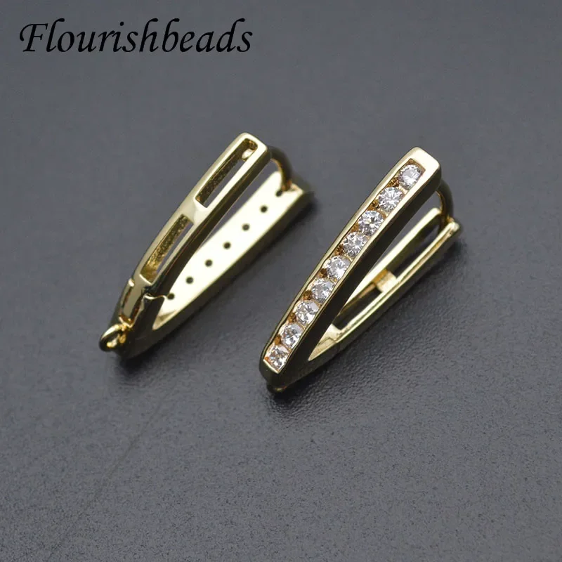 Imagem -05 - Suprimentos para Fazer Brincos Beads em Formato Triangular Cor de Ouro com Fio para Orelha Moda 30 Peças Lote cz Diy