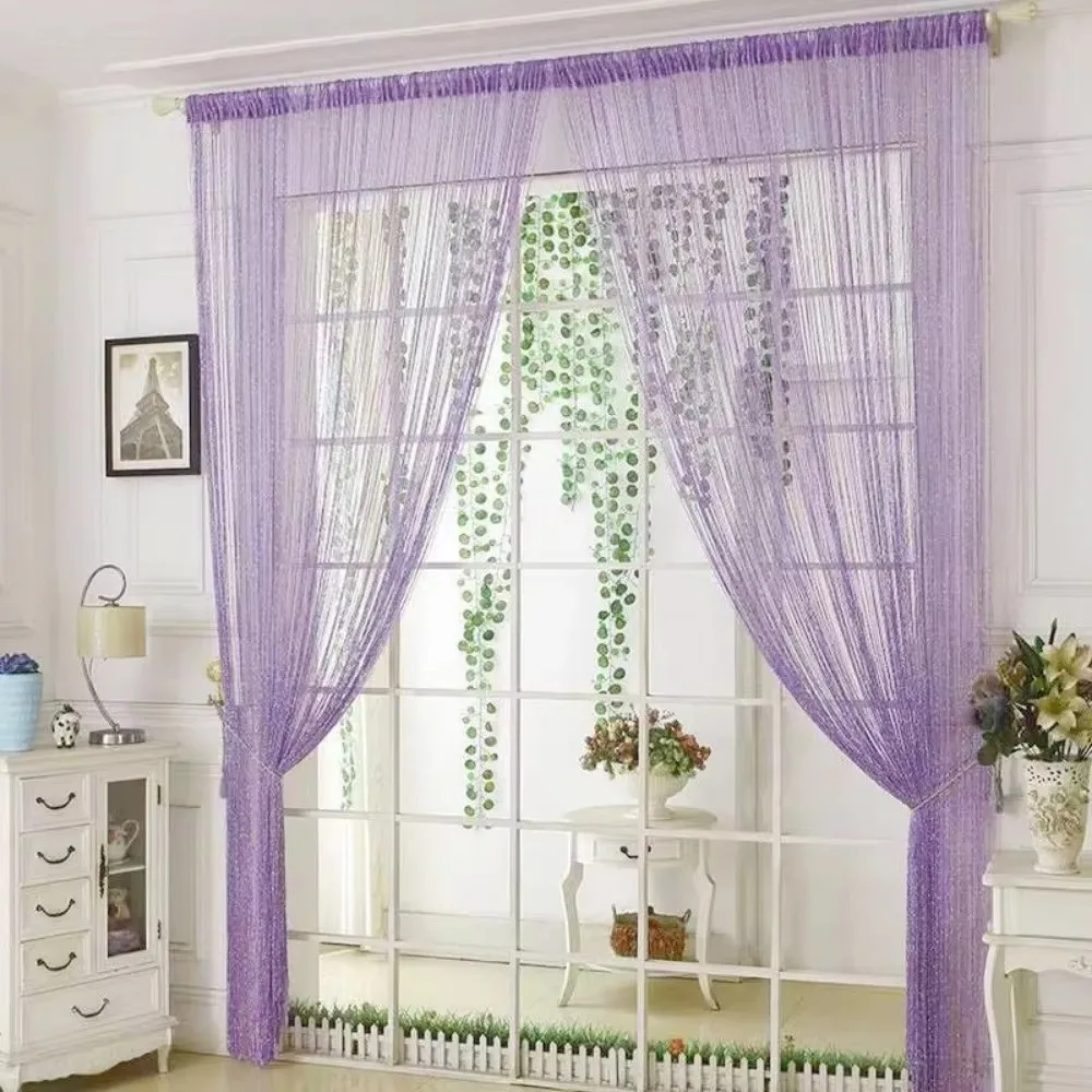 New 100x200cm Door String Curtain Glitter Shiny String Curtain Flash Line Straight Line Curtain Valance Room