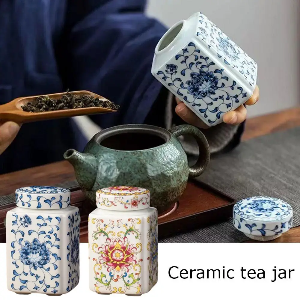 Tetera de cerámica para condimentos de cocina, tradicional chino con tapa, contenedores herméticos de almacenamiento de alimentos, organización de despensa reutilizable