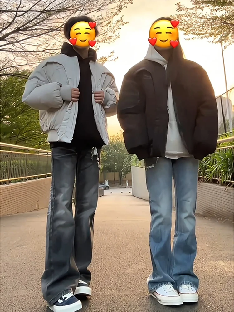 

Американская зимняя куртка-бомбер из хлопка для мужчин, теплая повседневная верхняя одежда для пар, в стиле бейсбольной куртки, для джинсов