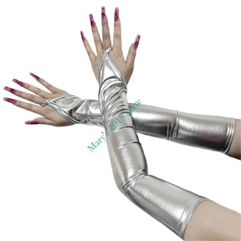 E15F acabado brillante Guantes largos 48 Opciones color múltiples para emparejamiento atuendos elegantes