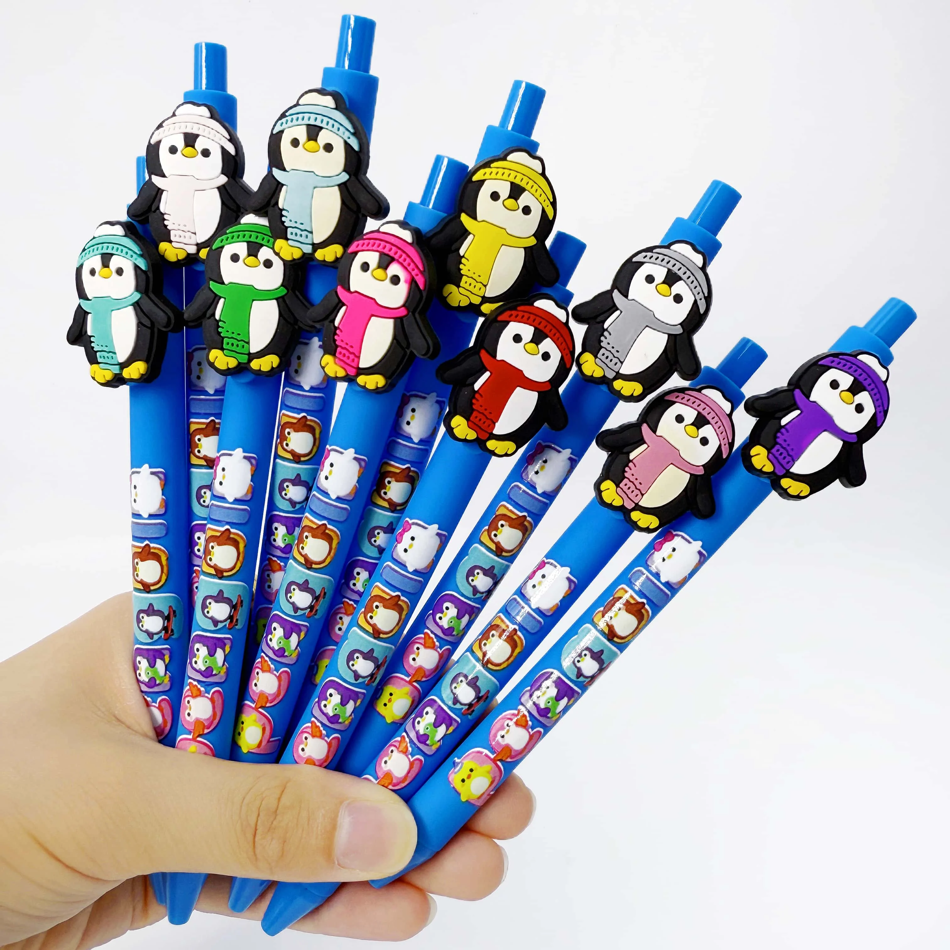 12 قطعة/24 قطعة الملونة البطريق موضوع الصحافة القلم البطريق نمط الصحافة القلم الحيوان متحمس هدية القلم