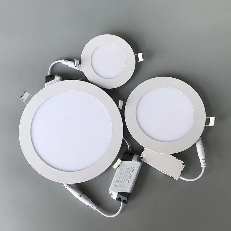 NEW Flat LED Panel light Super thin recessed Downlight Round for home Kitchen 3W 4W 6W 9W 12W 15W 18W 24W integrated driver