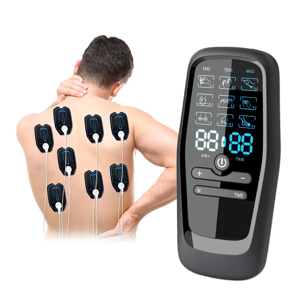 Masajeador corporal con pantalla LCD, equipo de masaje de fisioterapia EMS, estimulador Tens, alivio del dolor muscular