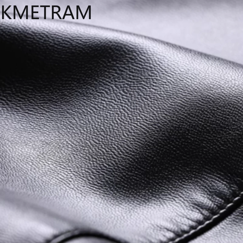 KMETRAM-Chaqueta de piel de oveja auténtica para mujer, abrigo corto ajustado, tallas M-4XL, para primavera y otoño