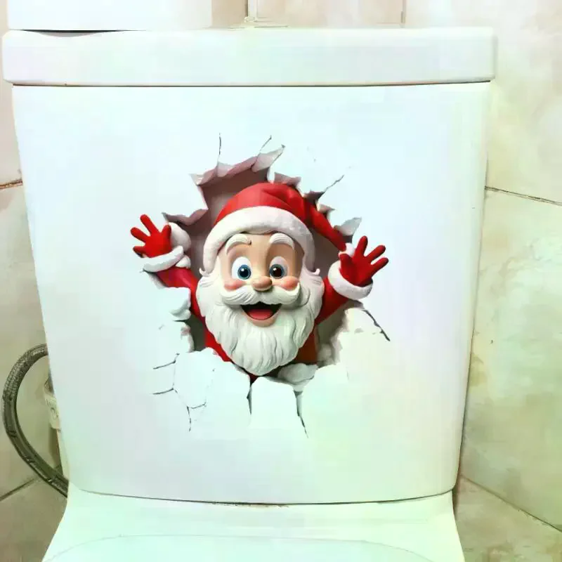 Christmas Snowman Tree Toilet Sticker Merry Christmas Party Decoration Xmas Bathroom Decor Navidad Natal New Year Gift