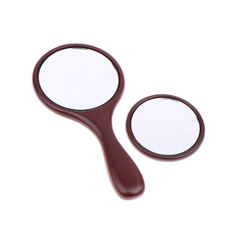 Specchio per il trucco portatile in legno specchio cosmetico rotondo con manico fatto a mano con specchio portatile per vanità personale con manico singolo