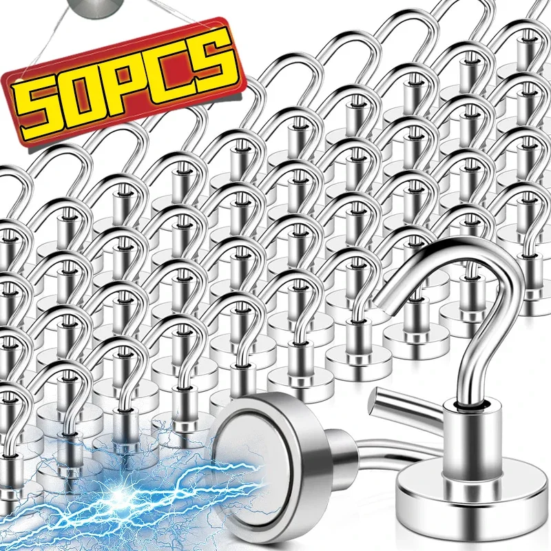 

50/1 шт. сильный магнитный крючок, многофункциональные крючки для хранения, крючки для хранения домашней кухни, бара, крючки для хранения ключей, домашние вешалки для ванной комнаты