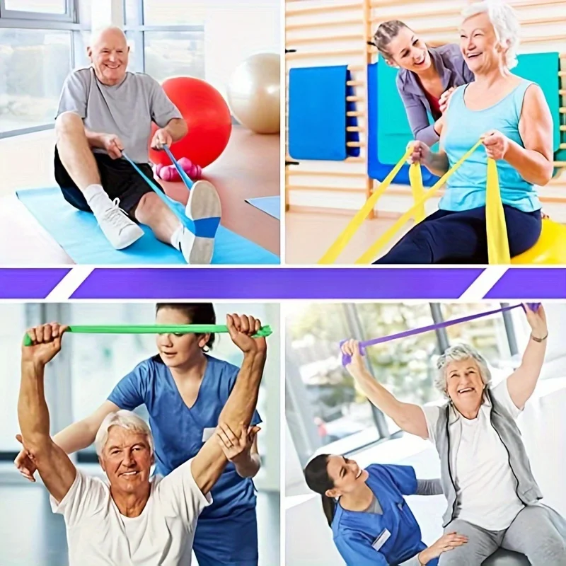 Three sets of yoga resistance bands, TPE elastic stretching bands with four resistance levels, and exercise equipment for fitnes image 4