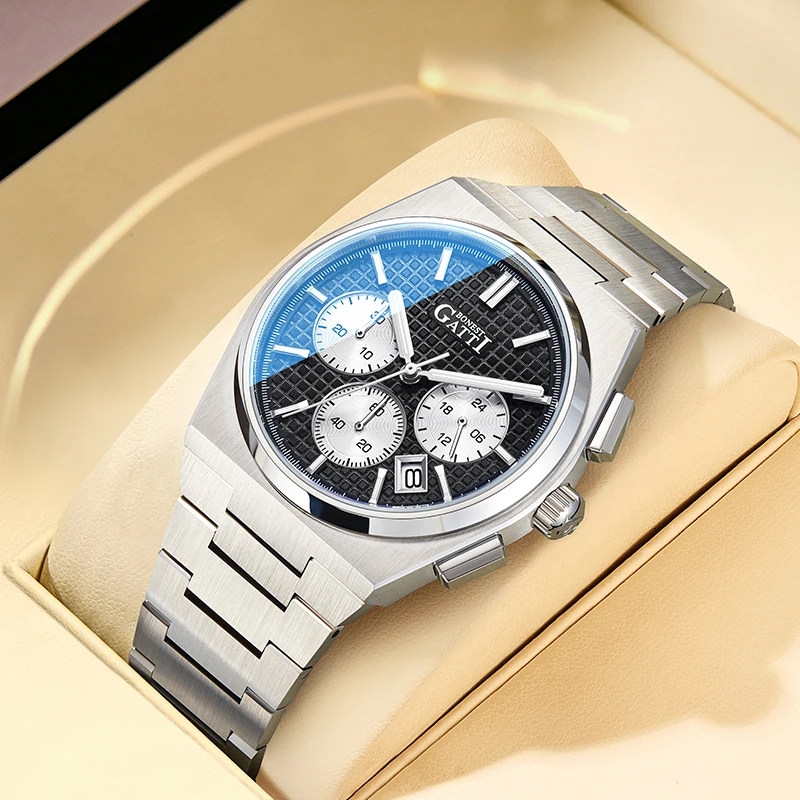 

Мужские часы BONEST GATTI Top Design с корпусом из нержавеющей стали 316L, кварцевым механизмом и сапфировым стеклом