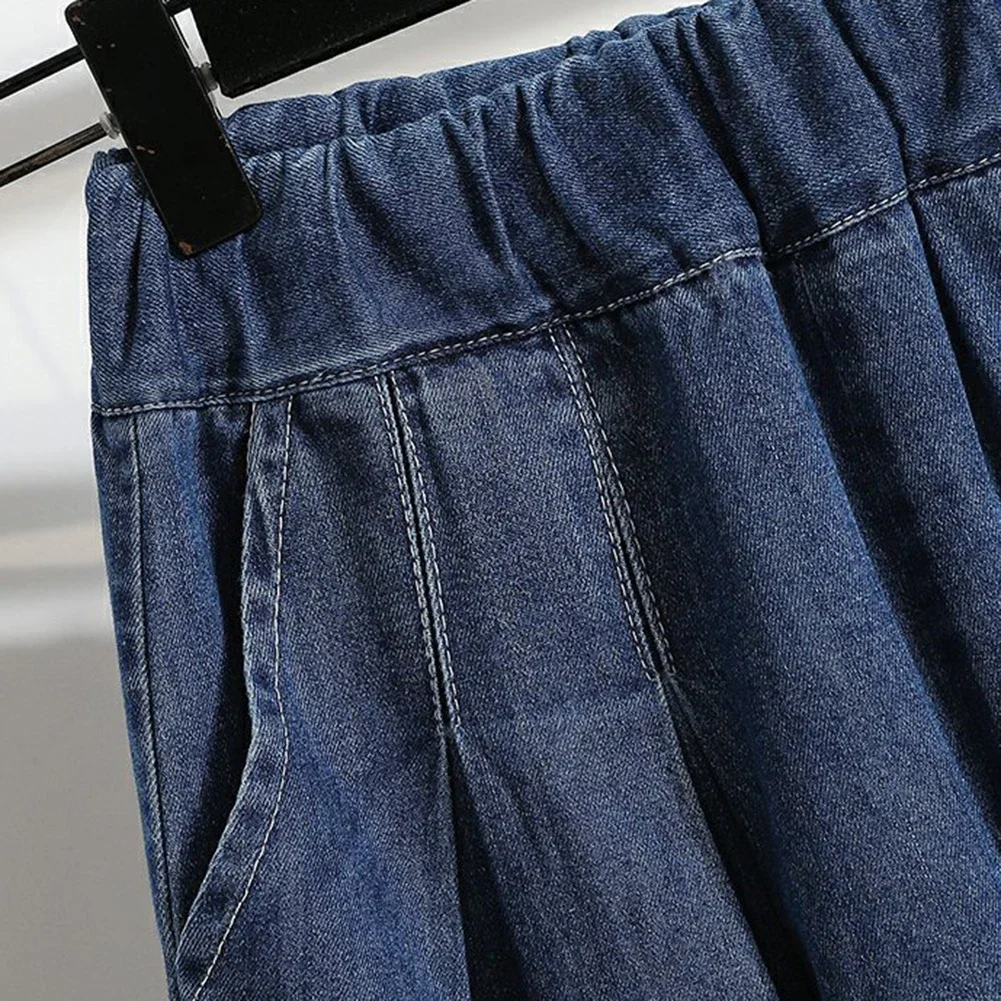 Light Blue Shorts Casual Skirt Polyester Fabric Regular Length Slight Elasticity Spring Summer Autumn Dark Blue
