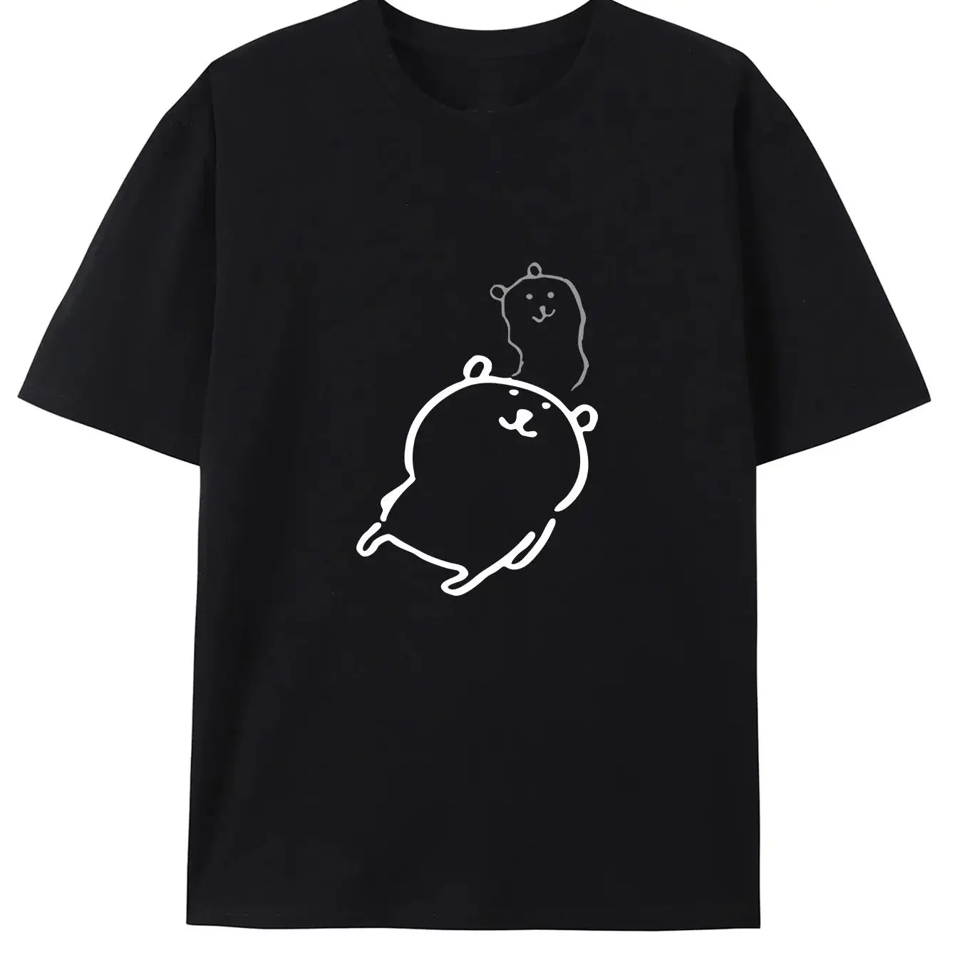 

MINISO certified masochistic bear hot selling in Korea cute and creative pattern round neck t-shirt cotton trendy andfashionable