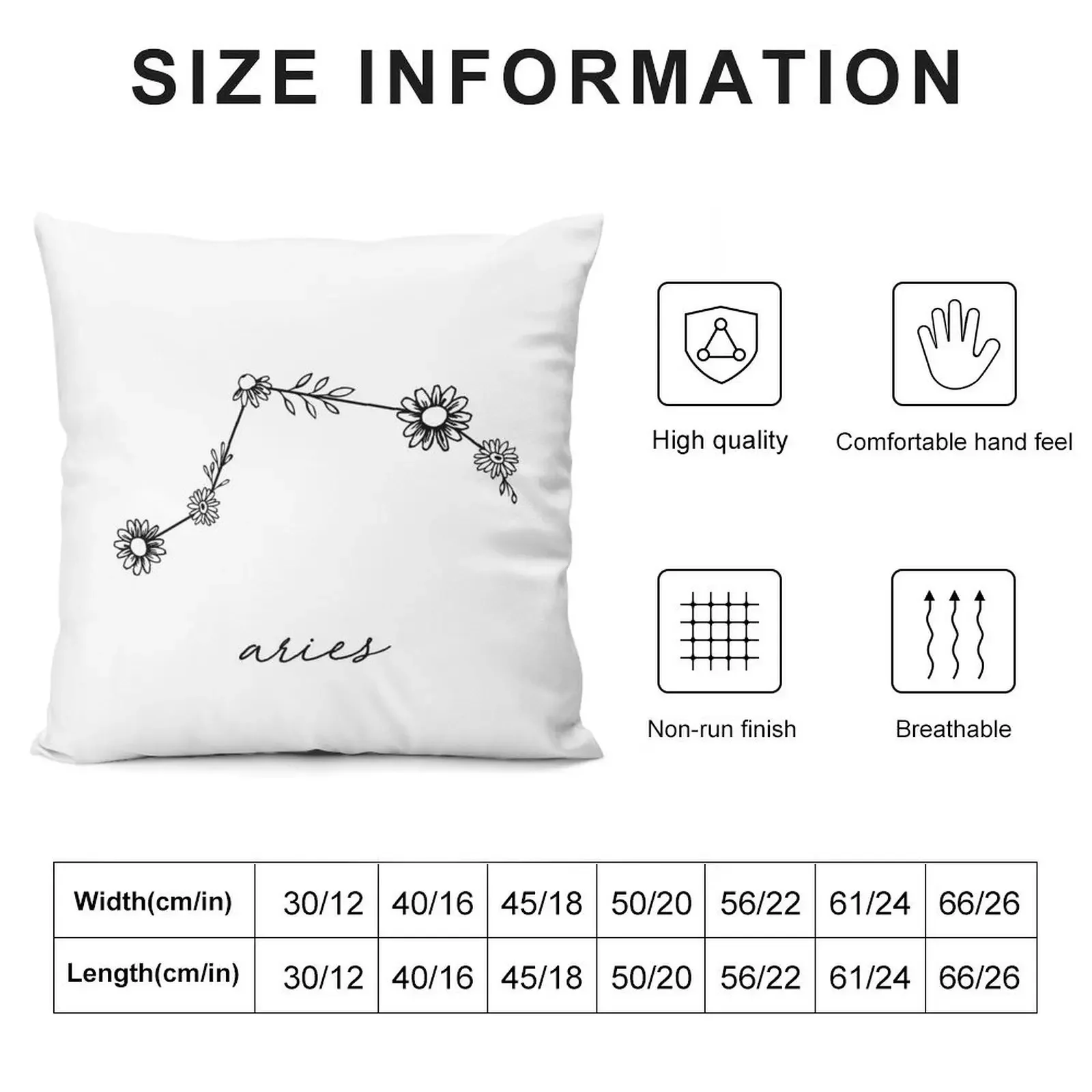 Aries Zodiac Wildflower Constellation Throw Pillow Cushion Child Decorative pillowcase New year Marble Cushion Cover pillow