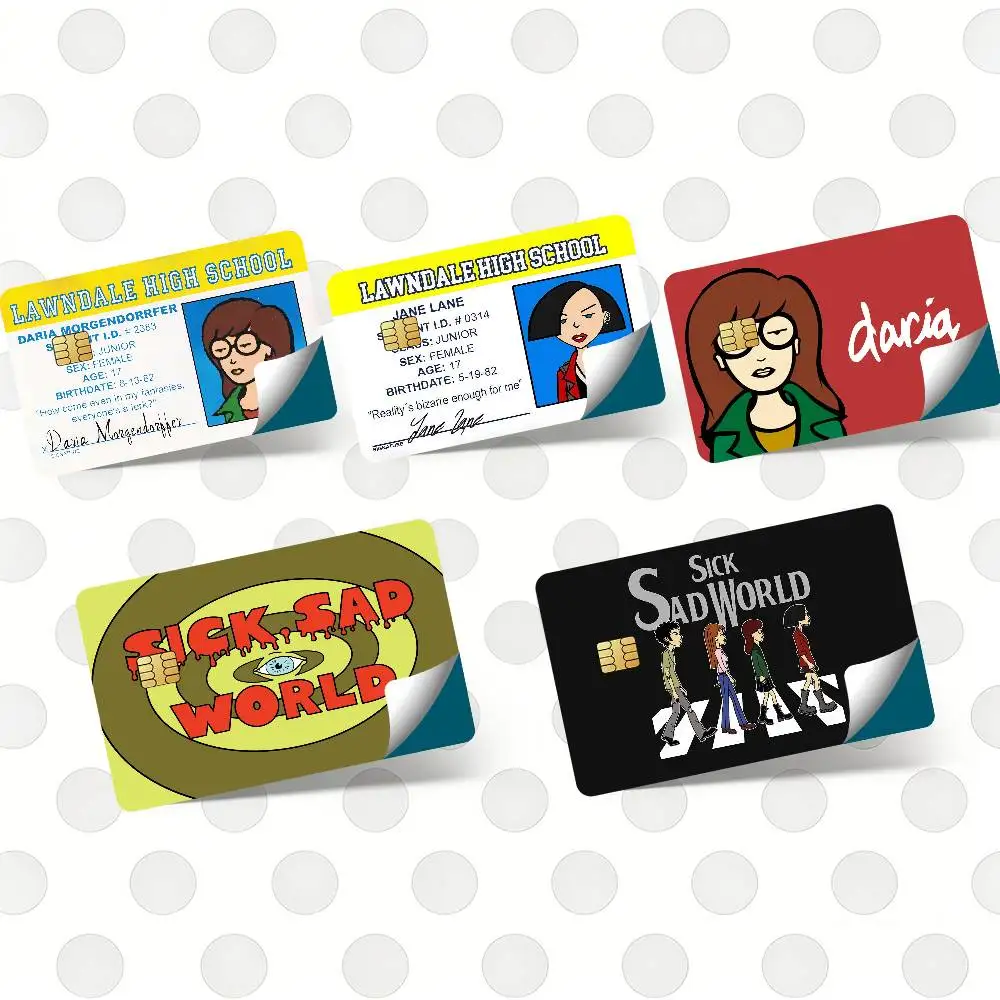 D-Daria Cartoon creative Bank card Sticker Covers Chip Cards Credit Card Skins Scratch protection