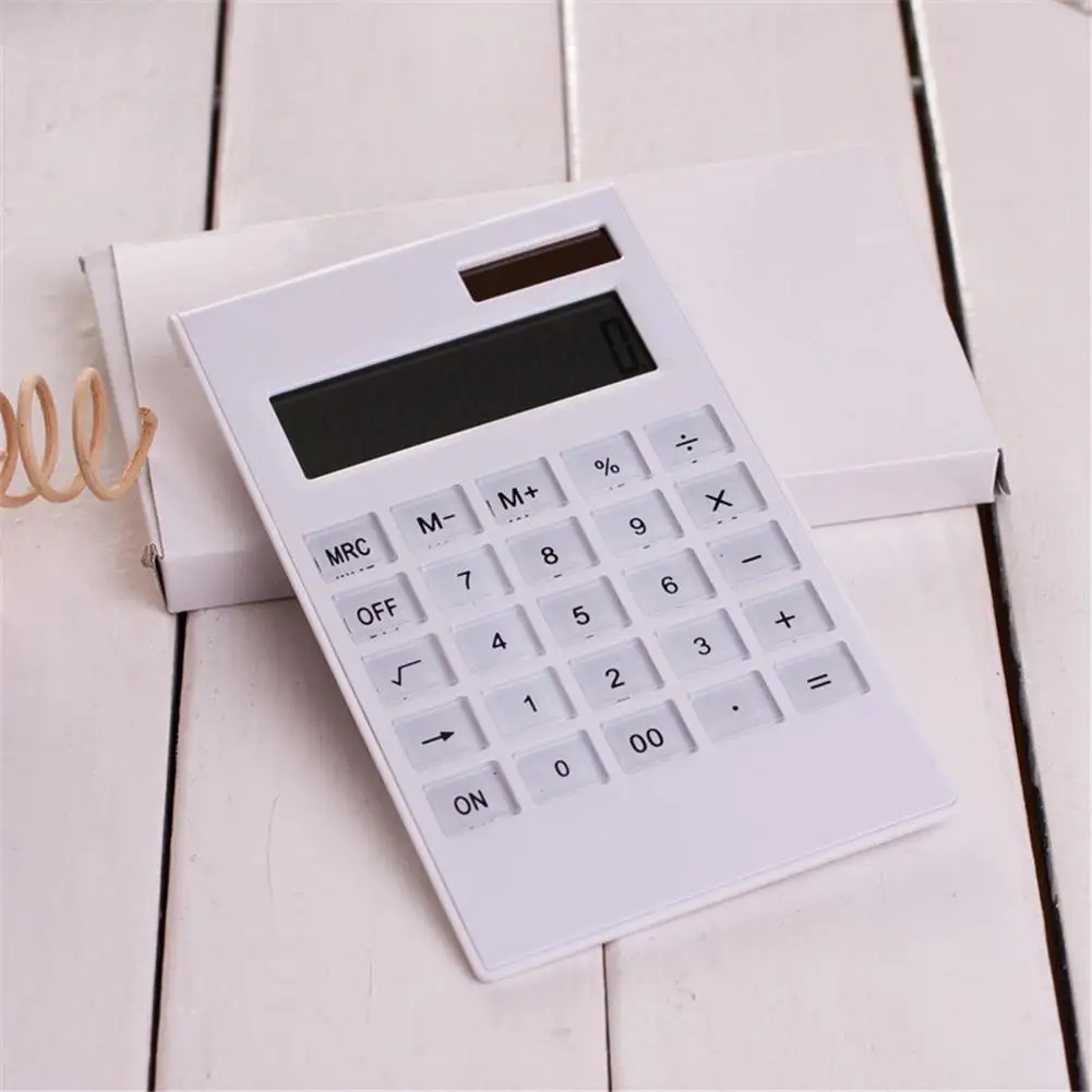 Crystal Button Desktop Calculator, 12 dígitos grande display, Solar e bateria, Dual Power