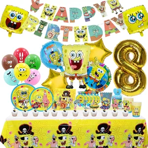 Dekorasi Pesta Ulang Tahun SpongeBob Balon Foil Aluminium untuk Perlengkapan Acara Anak Hadiah Latar Belakang Spanduk Peralatan Makan Sekali Pakai 12 game spongebob penjualan terbaik - №