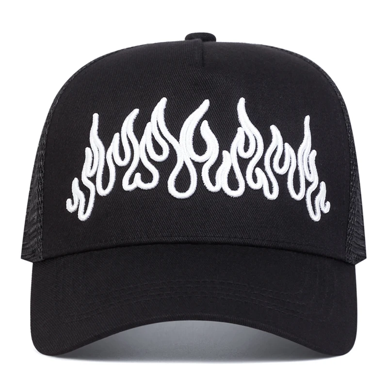 Gorra de béisbol bordada con llamas Unisex, gorro de ocio con protección solar ajustable para exteriores, viajes, turismo y vacaciones, 1 unidad