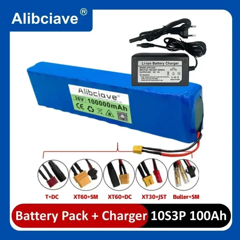 

36V 100Ah 18650 Rechargeable Lithium Battery Pack 10S3P 1000W Power Modified Bicycle Scooter Electric Vehicle with BMS+Charger