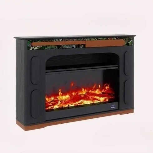 

French retro fireplace porch cabinet living room American solid wood simulation flame heating decorative cabinet