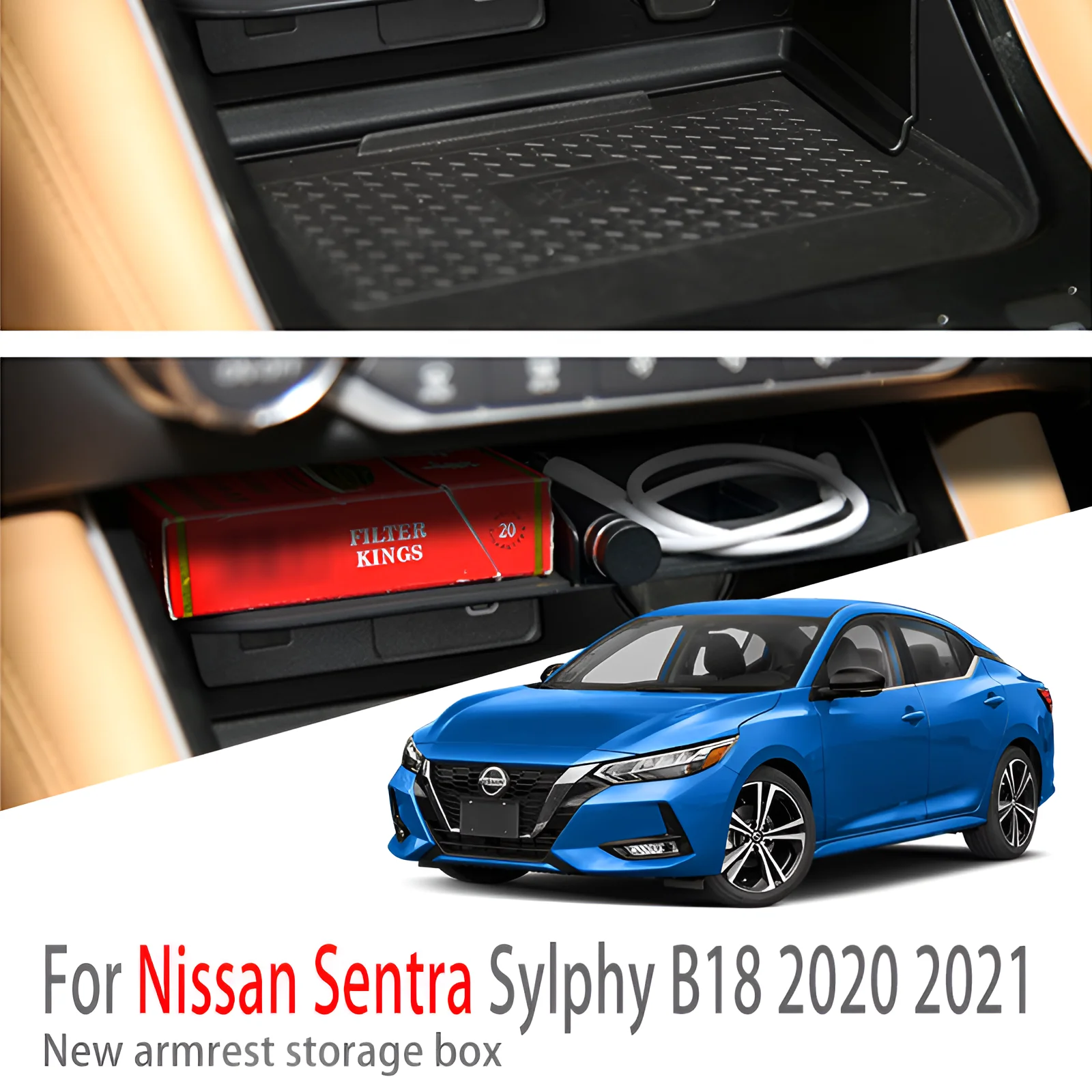 

Auto Parts Suitable For Nissan Sentra Sylphy B18 2020 2021 Car Center Console Armrest Storage Box Multifunctional Accessories