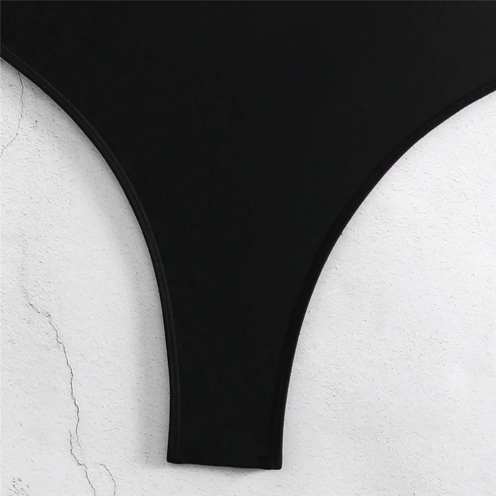 Sexy Black Backless Swimwear One Piece Swimsuit Woman 2025 High Cut Bathing Suit White Contrast Color Swim Suits Monokini Bather