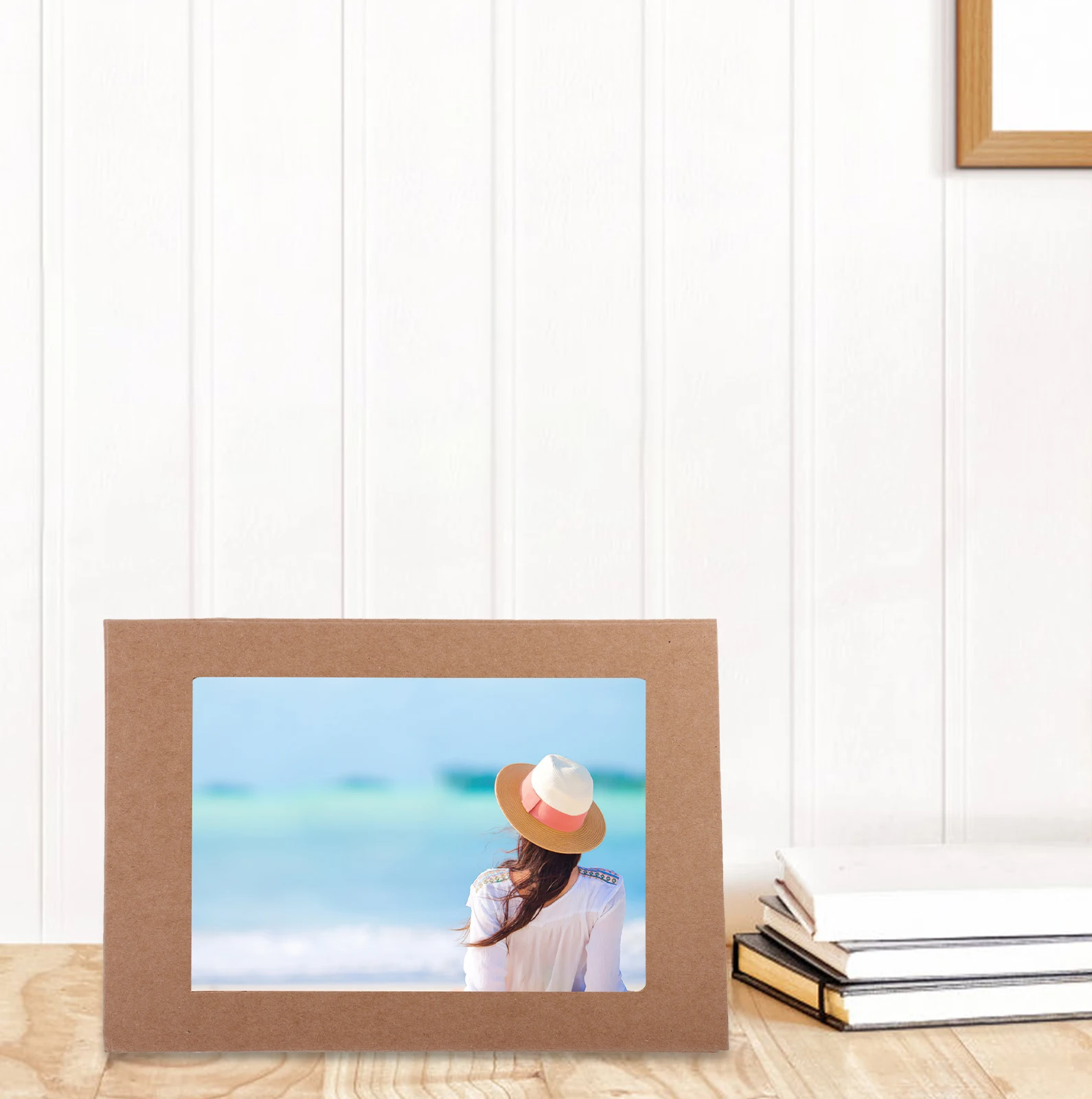 

10pcs Paper Photo Frame 6X4 Desktop Standing Picture Holder For Home Diy Craft Blank Frames Retro Display Household Ornament
