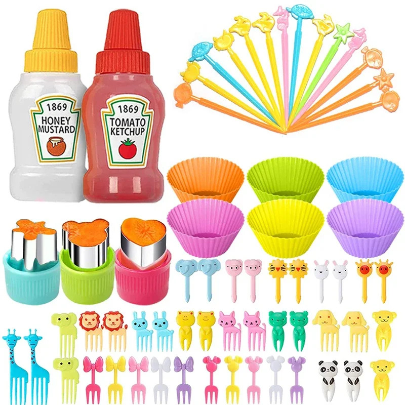 Mini tenedores de fruta para niños, palillos de comida de animales DIY, palillos de dientes para postre, palillos, divisores de fiambrera de silicona