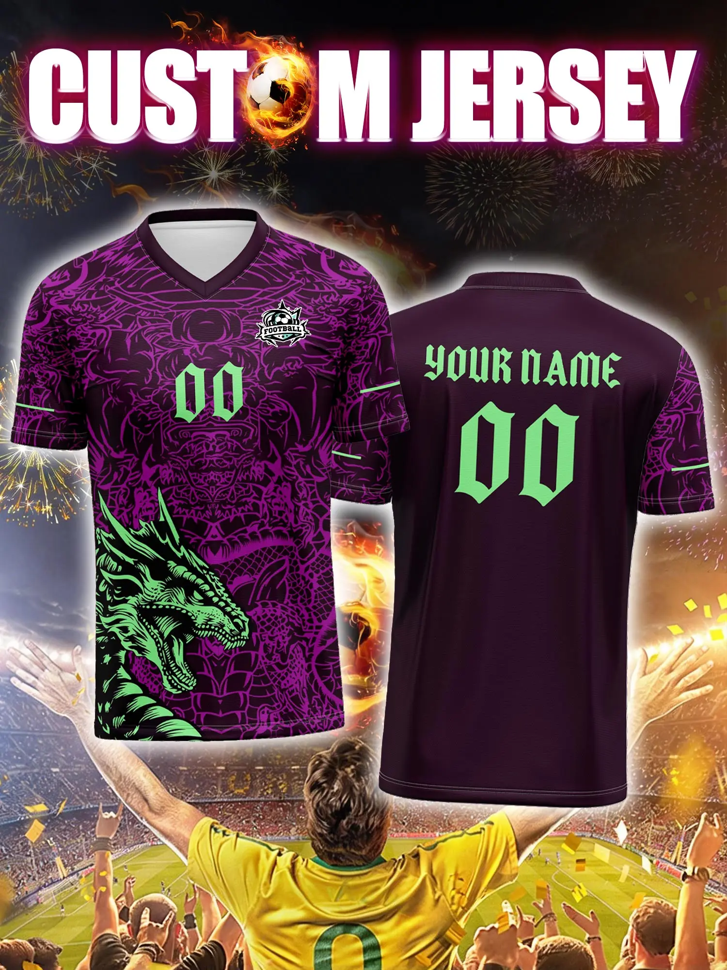 

Футболка для футбола с индивидуальным изображением, номером и именем, лимитированная серия для коллекционеров и любителей спорта.