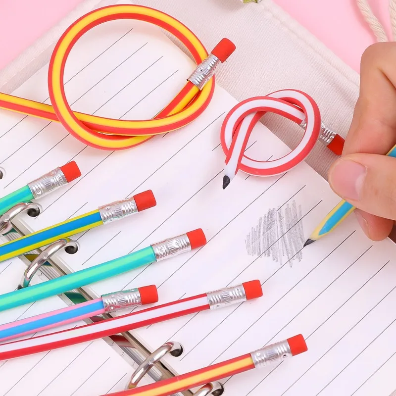 Lápis colorido Magic Bendy com borracha, lápis macio bonito flexível para crianças, papelaria estudantil, suprimentos escolares e de escritório, novidade criativa