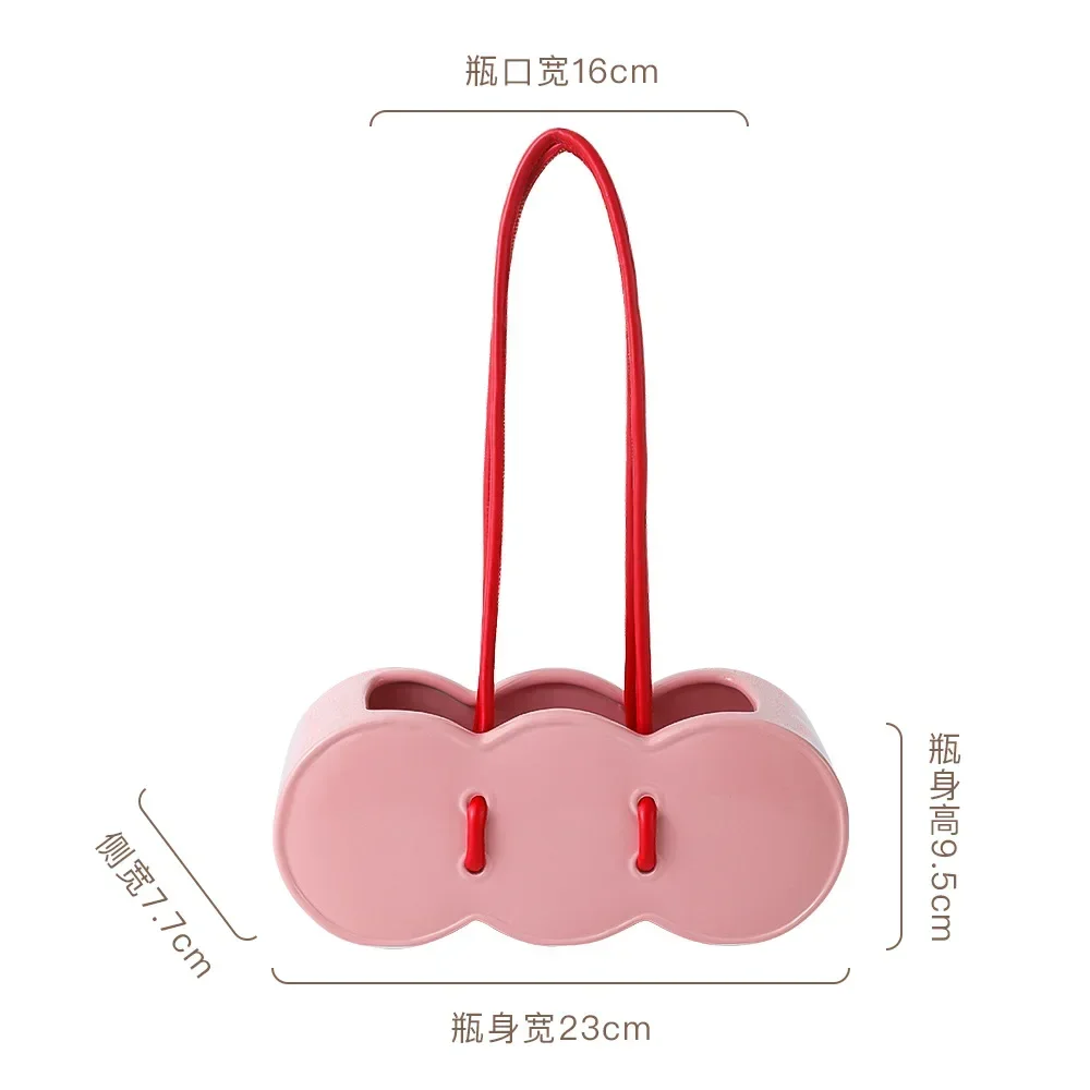 Ceramic portable flower basket bag vase ins wind advanced flower shop flower arrangement device