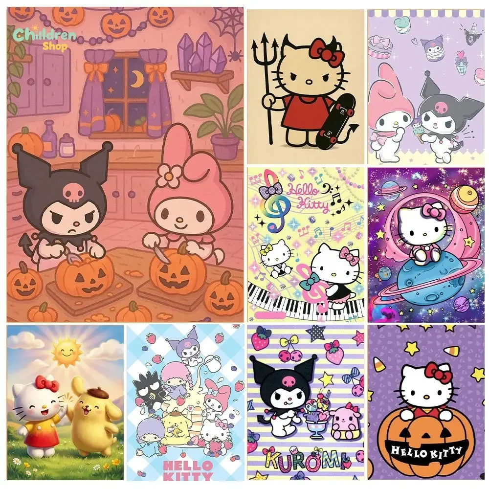 Diamond Painting Sanrio Family Hellokitty Mosaic Handmade Artwork Round/Square Diamonds Exquisite Gift Home DecorNo Frame