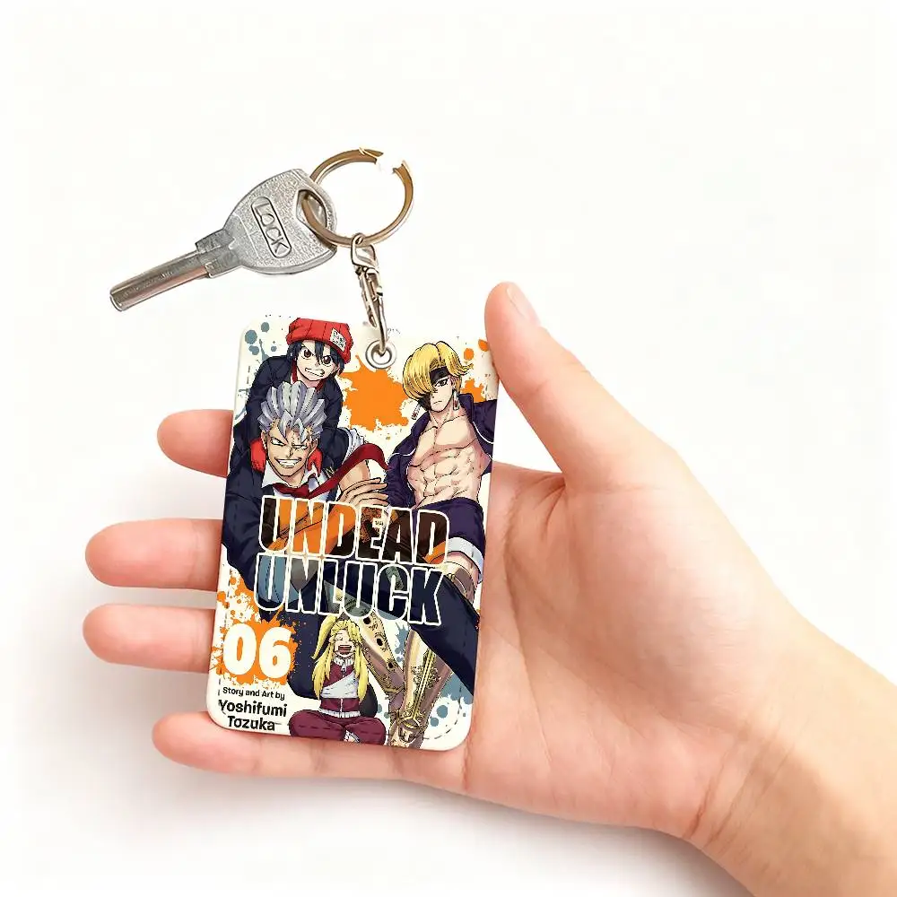Undead Unluck Andy Fuuko Izumo 1 Card Holder, Leather Card Storage Box, Key Chain, Access Tag Holder, ID Card Holder, Key Chain