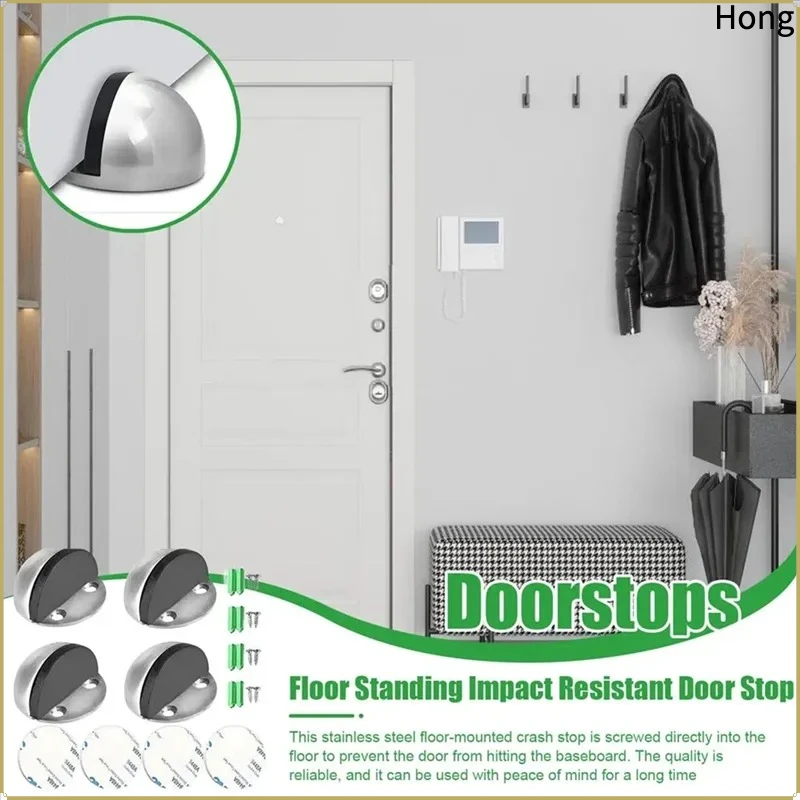 【Flash-Deal!】Floor Door Stoppers Stainless Steel Floor Door Stopper 4X Floor Door Stops Floor Mounted Door Stoppers For Studio H