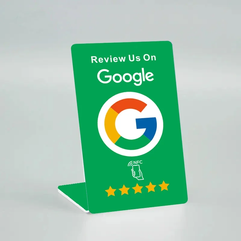 Google Reviews NFC Stand  25 Green NFC Mobile Phone Tap URL Writing Social Business Review Cards