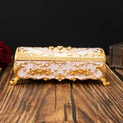 European rose gold hand-painted rectangular jewelry box light luxury creative jewelry large jewelry box wedding decoration Valen
