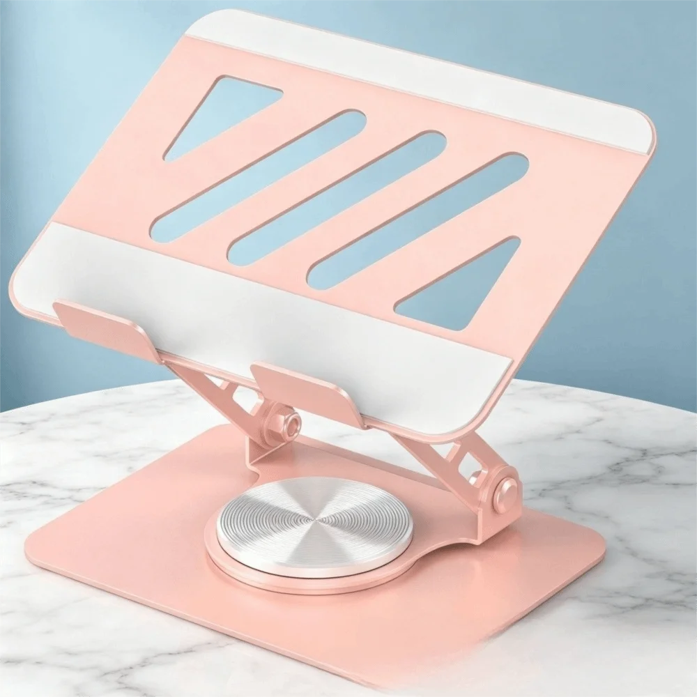 360° Rotating Tablet Stand Carbon Steel Height Adjustable Tablet Foldable Stand Hollow Heat Dissipation Anti-Slip Laptop Stand