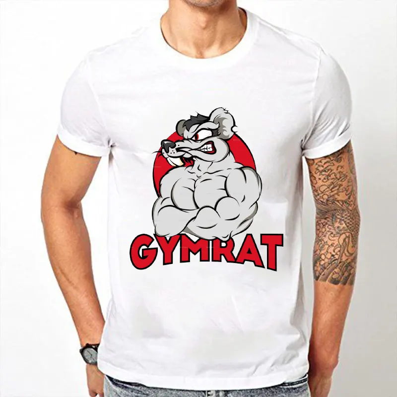 Gymrat Rat Muscles T Shirt Gymrat Gym Rat Animal Fitness Sports Weight Training Muscle Muscles Muscular Casual Short Sleeve Tops