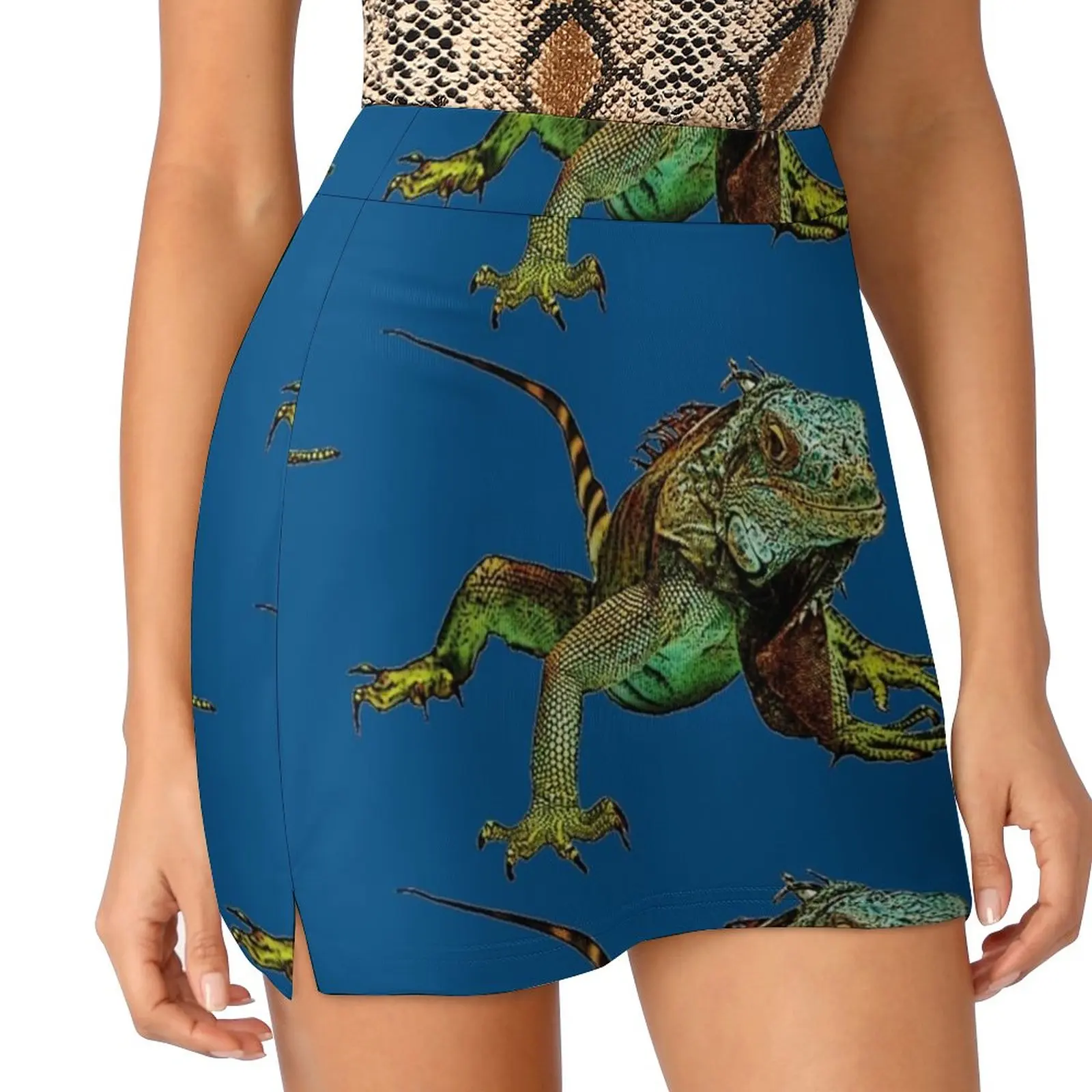 Blue Graphic Iguana gonna da donna Sport Skort gonna con tasca moda gonna stile coreano 4Xl gonne Iguana Lizard Iguanas