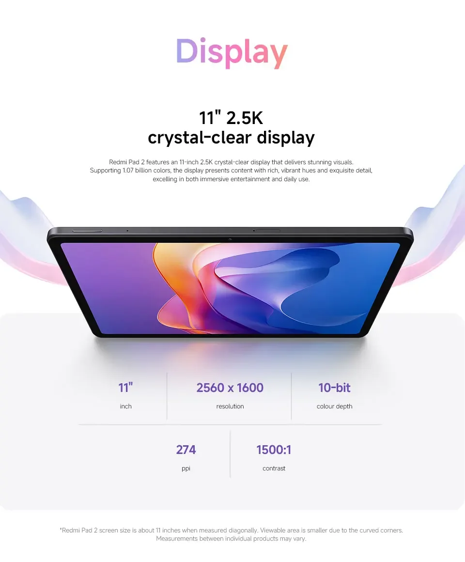 Global Version Xiaomi Redmi Pad 2 9000mAh Battery MTK Helio G100-Ultra 11' Display Fast Charging 90Hz Tablet 8MP HD Camera