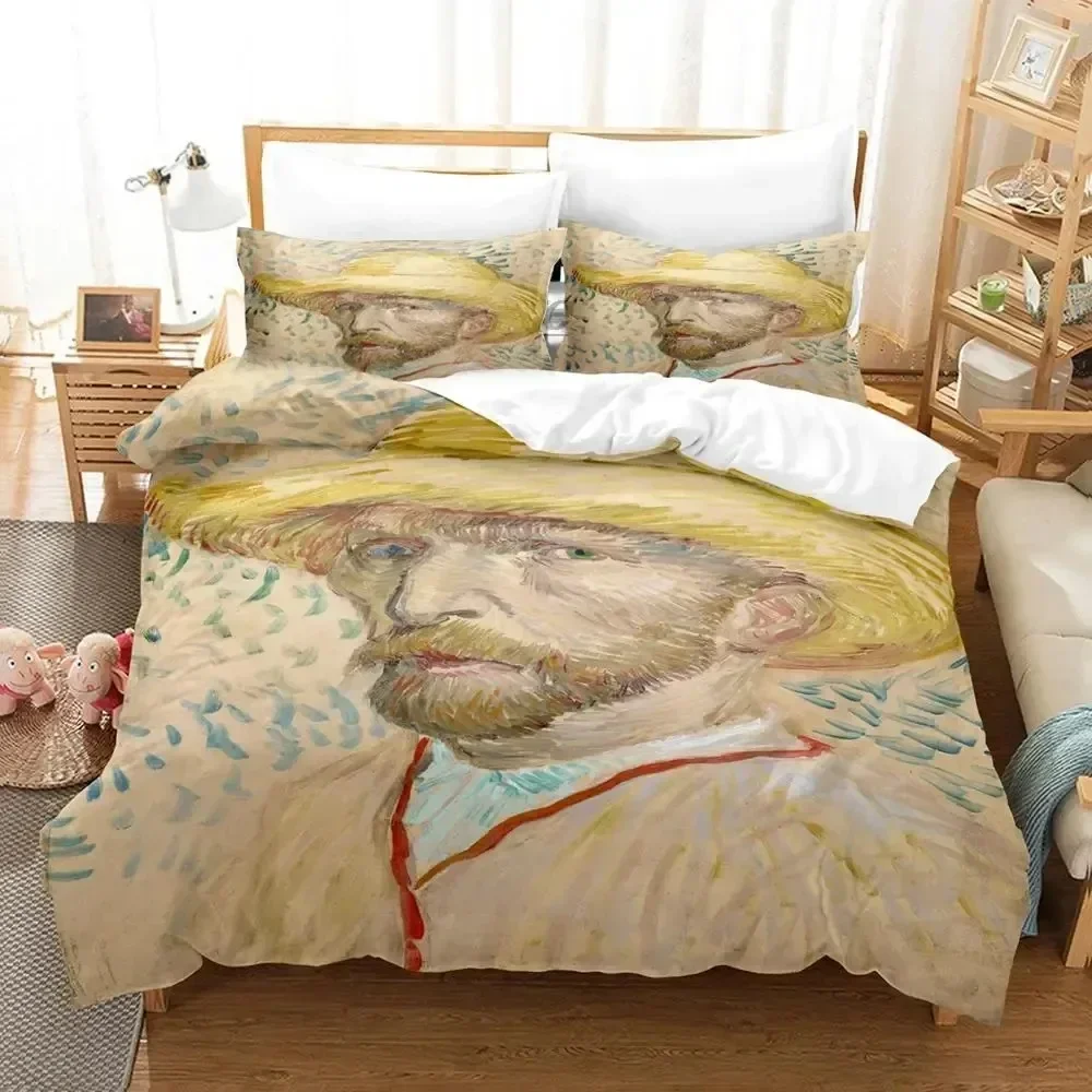 

Luxury New 3D Print Van Gogh Bedding Set Duvet Cover Bed Set Quilt Cover Pillowcase king Queen Size Boys Adult Bedding Set