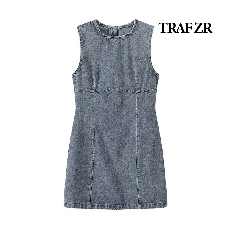 TRAF-ZR Y2K vestidos demin femininos, mini vestido vintage feminino, elegante vestido de festa para férias e feriados, novo e elegante, verão 2020