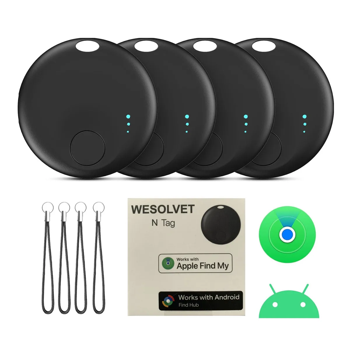 

Tracker Tags for Android or iOS Dual System Airtag Bluetooth Smart Tag Compatible iOS Find My or Google Find Hub Item Locator
