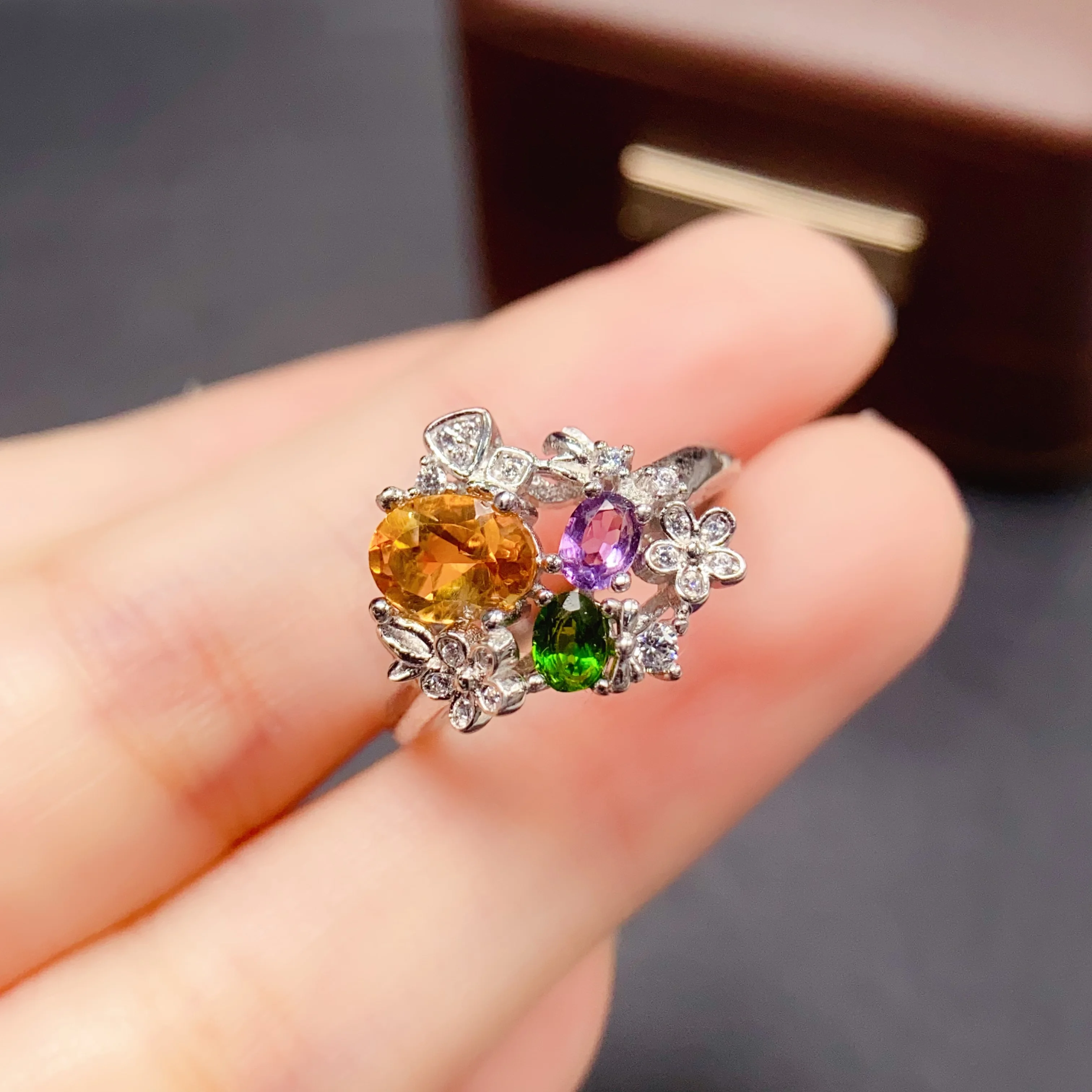 

Natural Citrine Ring S925 Sterling Silver Certificate Design Fine Fashion Charm Weddings Jewelry for Women FS
